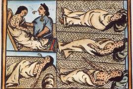 La viruela afectó a los habitantes de Tenochtitlán en 1521, la imagen representa a los muertos por viruela, fue plasmada en el códice Florentino