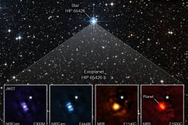 Esta imagen muestra el exoplaneta HIP 65426 b visto desde el telescopio espacial James Webb.