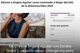 Reaparece Ángela Aguilar con familia Nodal y usuarios abren Change.org para quitarle título de ‘Mujer del año’