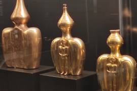 Botellitas de oro de las cultura de los Quimbayas que se rellenaban con los cenizas de los ancestros muertos o rito de la transustación. EFE/Museo de América de Madrid