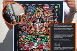 Rifan ilustración de Caifanes por Noe Silva firmada por Saúl Hernández en Saltillo.