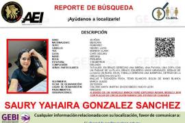 Saury Yahaira González Sánchez desapareció desde el pasado 20 de diciembre en calles de la colonia Santa Martha, en Escobedo