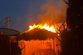 El fuego consumió el techo de la palapa, generando alarma entre los vecinos.