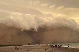 En redes sociales circularon videos de la tormenta de arena, donde se observó que el paisaje adquirió un color ocre, como si se tratara de una película de ciencia ficción.