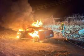 Los bomberos enfrentaron las llamas que también alcanzaron el terreno baldío cercano.