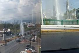 Reportan mega-fuga de agua en San Pedro, Nuevo León.