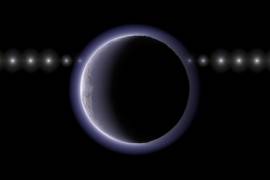 Una representacióndel objeto transneptuniano 2002 XV93 ocultando una estrella de fondo.