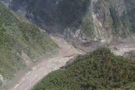 La zona afectada por un deslizamiento de tierra cerca del puerto de Gyirong, el miércoles 26 de agosto de 2026, en la Región Autónoma del Tíbet, en el suroeste de China.
