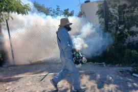 Personal de la Jurisdicción Sanitaria 01 realiza fumigación en calles del fraccionamiento Año 2000 para prevenir más contagios de dengue.