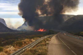 Se registra fuerte incendio en Cariño de la Montaña, entre Nadadores y Sacramento, Coahuila