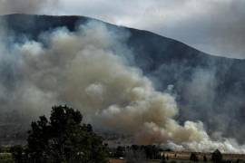 Brigadistas y bomberos combatieron el incendio en las faldas de la Sierra de Arteaga.