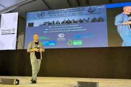 Gonzalo Muñoz, high level champion de la COP25, durante su participación en el Encuentro+B, en las instalaciones de la Universidad de Monterrey
