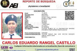 El menor desapareció en el municipio de Garcia, Nuevo León, cuando salió de su casa para dirigirse a la prepa militarizada en donde estudia
