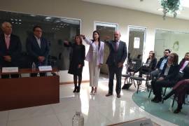 Los nuevos integrantes del Consejo de Participación Ciudadana del Sistema Anticorrupción de Coahuila rinden protesta en la sede de la Secretaría Ejecutiva.