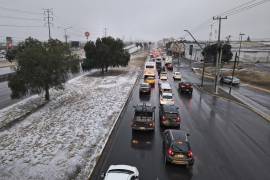 Vista del bulevar Fundadores con la capa de nieve a primeras horas del día.