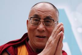 Dalái Lama durante la conferencia magistral “Afilando la mente y nutriendo al corazón, en el Centro Cultural del SNTE, en el año 2011.
