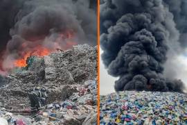 Bomberos de la Ciudad de México, el Estado de México y otras localidades acudieron a extinguir el incendio de una fábrica de reciclaje en Valle de Chalco.