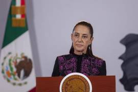 Claudia Sheinbaum Pardo, presidenta de México, durante la conferencia matutina de prensa en Palacio Nacional.