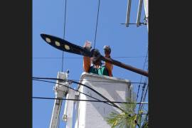 Cuadrillas municipales reparan luminarias y líneas eléctricas en distintas colonias.