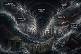 Representación hecha con IA de una tormenta financiera perfecta