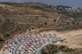 Un proyecto inmobiliario en el asentamiento israelí de Givat Ze’ev, en Cisjordania, fotografiado en 2023, figuraba entre los que aparecían en los folletos del evento.