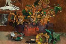 “Naturaleza muerta delante de la Esperanza” (1901), de Paul Gauguin, una de las obras que dialogan sobre la idea del infinito en una exposición presentada en el Museo de Arte Moderno y Contemporáneo de Údine, Italia. EFE/Museo de Arte Moderno y Contemporáneo de Údine