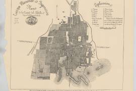 Plano de la ciudad de Saltillo hecho en 1835 por el Cuerpo Nacional de Ingenieros.