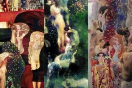 Tres cuadros de Gustav Klimt, destruidos en 1945 fueron coloreados utilizando una herramienta de inteligencia artificial que ha permitido recrear recuperar lo que se cree fue su apariencia original. EFE/Galeria Belvedere de Viena
