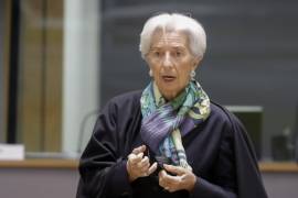 Christine Lagarde, presidenta del Banco Central Europeo al inicio de la reunión de Ministros de Finanzas del Eurogrupo en Bruselas, Bélgica.