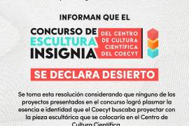 Secretaría de Cultura declara desierto concurso de escultura para COECYT
