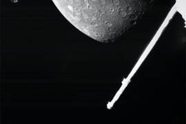 Imagen difundida por la Agencia Espacial Europea (ESA) del planeta Mercurio tomada por la sonda europea-japonesa BepiColombo. AP/ESA