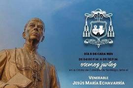 Este viernes 5 de junio, fieles católicos se reunirán en la Cripta de la Catedral de Santiago para orar por la pronta beatificación del Venerable Jesús María Echavarría.