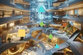 La publicación explora el uso de inteligencia artificial y sistemas domóticos para optimizar la iluminación arquitectónica.