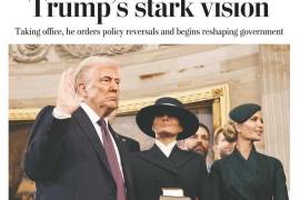 El Washington Post, otro diario que ha criticado las posturas políticas de Trump, amaneció con una portada titulada cómo: ‘La visión rígida de Trump’ y menciona que su dramático retorno señala un nuevo curso y el inicio de un despliegue.