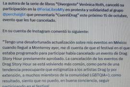 Los admiradores de la autora de “Divergente” tendrán que quedarse con las ganas de ver a la escritora que canceló su participación en la FIL Monterrey 2023