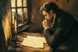 Representación de un escribano de la época del siglo XIX