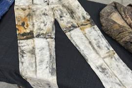 Unos pantalones de trabajo de minero recuperados del hundimiento del S.S. Central America en 1857, que pueden haber sido fabricados por o para Levi Strauss durante la era de la fiebre del oro de California.
