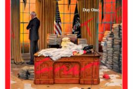 Retrata portada del Time caos que dejó Trump