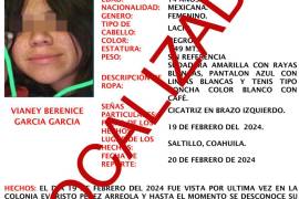 Vianey Berenice, reportada como desaparecida, fue localizada en la Colonia Evaristo Pérez Arreola del Municipio de Saltillo.