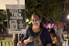 Ana Patricia García Ramírez, autora de Voces del tren peregrino, participó en el homenaje franciscano y compartió parte del trabajo con el que ha buscado preservar las historias y testimonios alrededor del Trenazo de Saltillo.