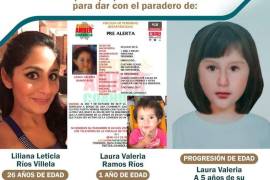 La Fiscalía de Personas Desaparecidas ha emitido una ficha de búsqueda y ofrecido una recompensa por información que ayude a encontrar a Liliana Leticia Ríos Villela y su hija, Laura Valeria Ramos Ríos, quienes fueron vistas por última vez en 2017 en Torreón.