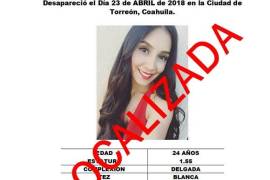 Aparece joven reportada como desaparecida en Torreón