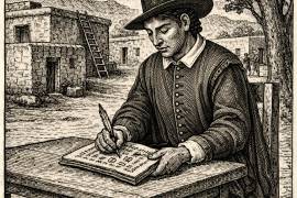 Representación de la imagen de don Andrés del Saltillo, quien fuera escribano y gobernador de San Esteban de la Nueva Tlaxcala durante el siglo XVII.