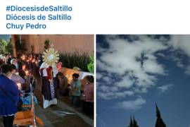 Al sacar al Santísimo al atrio del templo de Nuestra Señora de Fátima, y durante el último día de ejercicios espirituales impártidos por el sacerdote Chuy Pedro, las nubes formaron lo que parece una cruz.