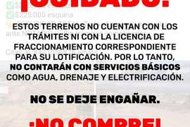 Los predios se ofrecen de manera irregular a través de redes sociales.