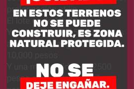 Quienes vendan los lotes incurren en delitos ambientales y pueden ser responsables de fraude, señaló el Gobierno Municipal.