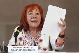 La presidenta de la CNDH, Rosario Piedra Ibarra, durante su participación en el evento de la firma de convenio de promoción de los derechos humanos entre la CNDH y la SCJN.