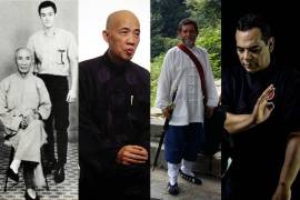 Cuatro generaciones de maestros del Kung Fu Wing Tsun, iniciando con el patriarca Ip Man, Moy Yat, Héctor Raúl Bonilla y el shifu Humberto Medrano.
