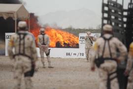 Quema de drogas aseguradas por parte de la FGR y Guardia Nacional
