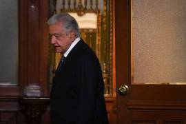 Andrés Manuel López Obrador, presidente de México, durante su llegada a la penúltima conferencia de prensa matutina en Palacio Nacional.